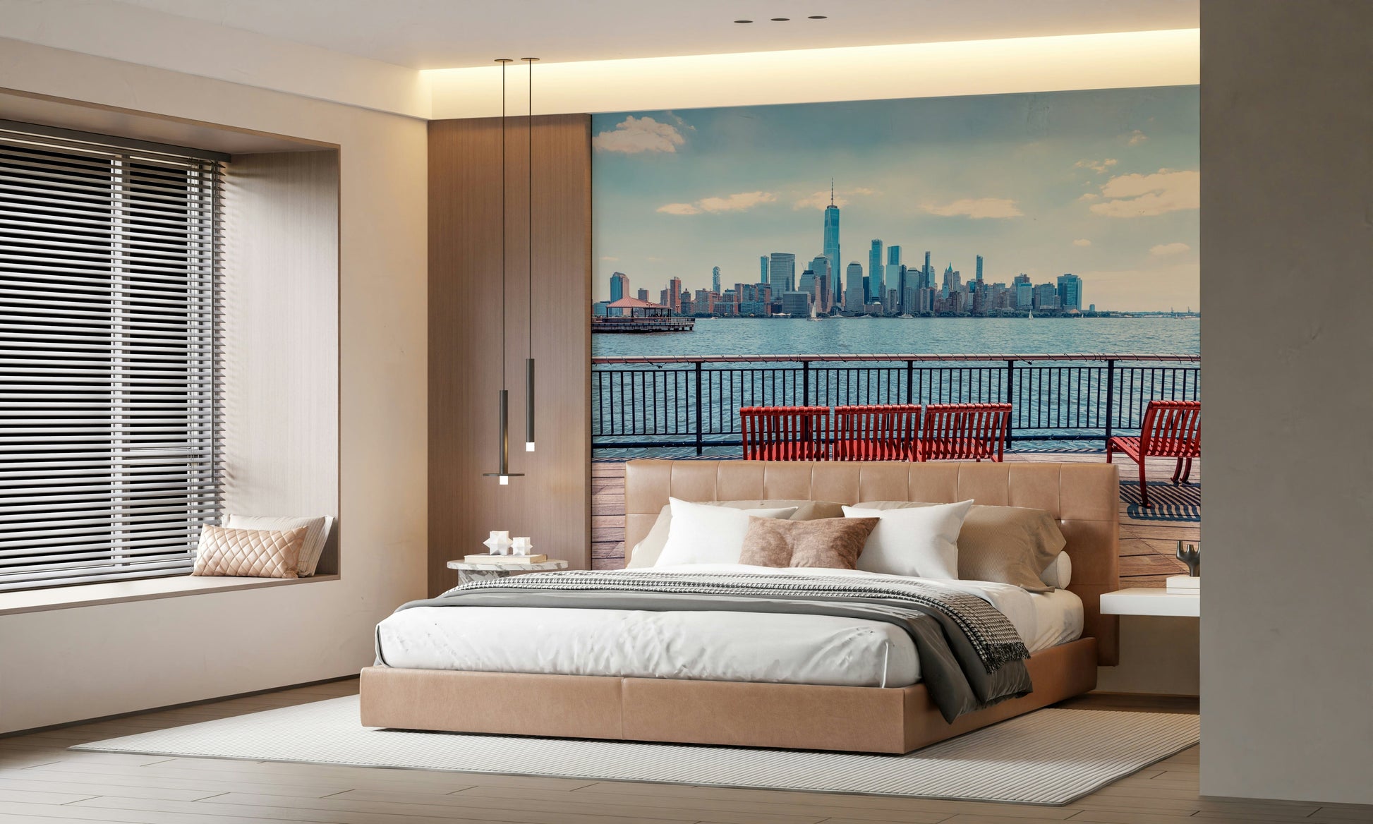 City Skyline View wallpaper for walls Hudson river.