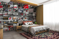 Detailed cityscape wall mural for a bold urban touch.

