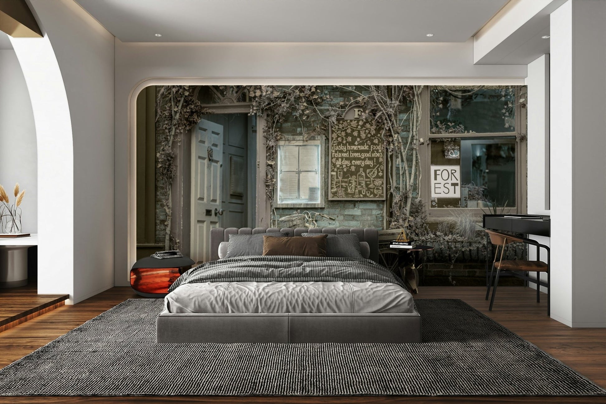 Shabby chic street mural wallpaper

