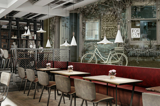 Classic bicycle cafe charm mural


