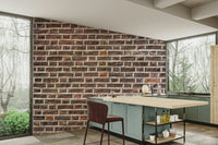 Industrial style wallpaper with a classic brick pattern.


