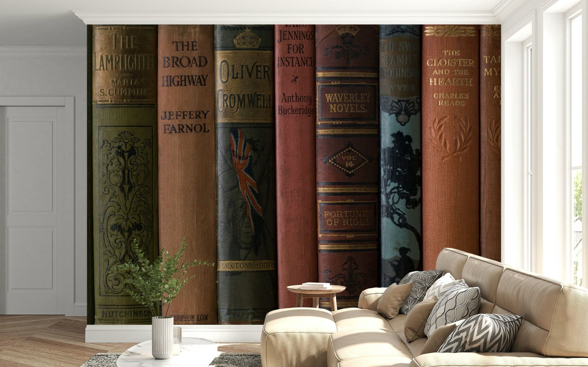 Old hardcover books wall mural backdrop