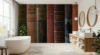 Antique books wall mural with rich covers