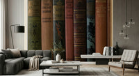 Vintage book spines wall mural in study
