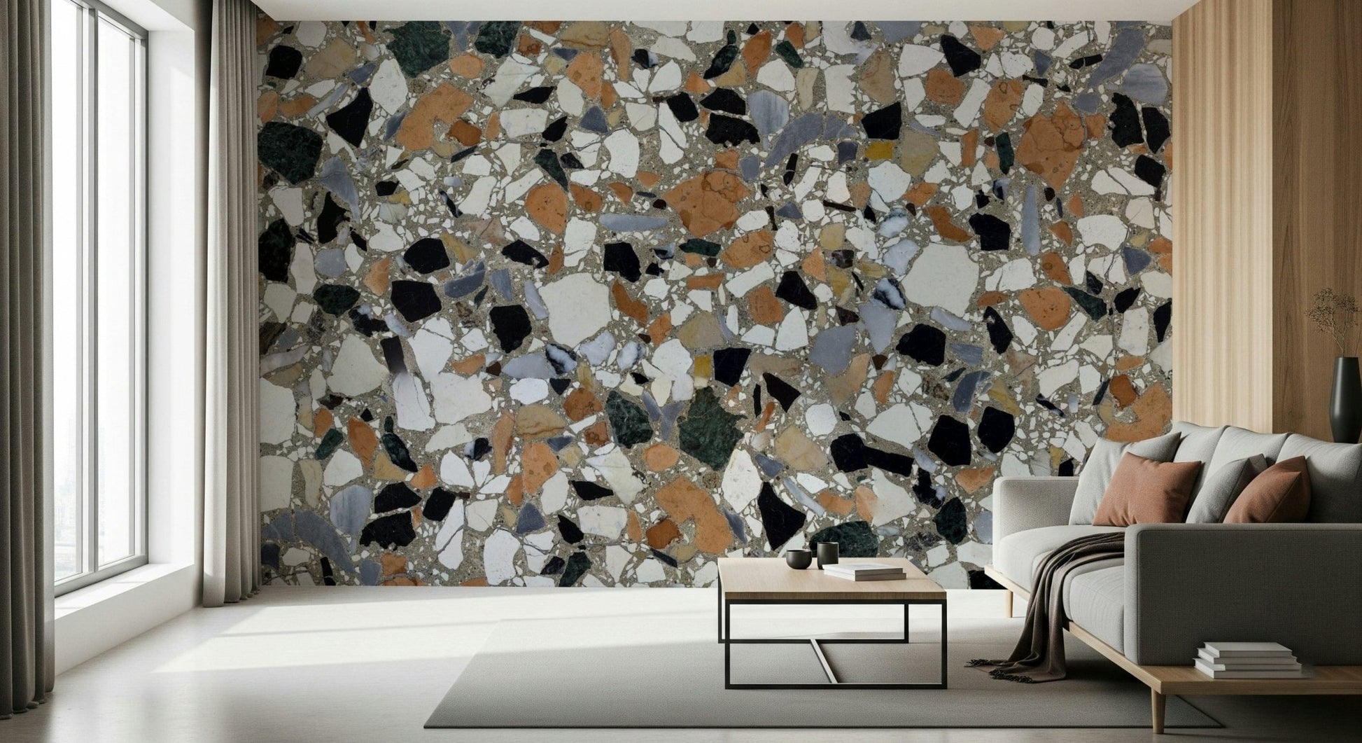 Luxurious Terrazzo Mix style mural in striking, naturalistic colors.