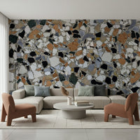 Speckled Terrazzo Mix effect on premium designer wallpaper for rooms.