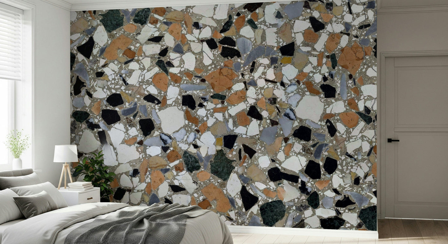 Classic Terrazzo Mix wall mural design with earthen colored chips.