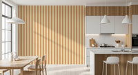 Classic Vertical Stripes Wallpaper with a high-quality matte finish on a dining area.