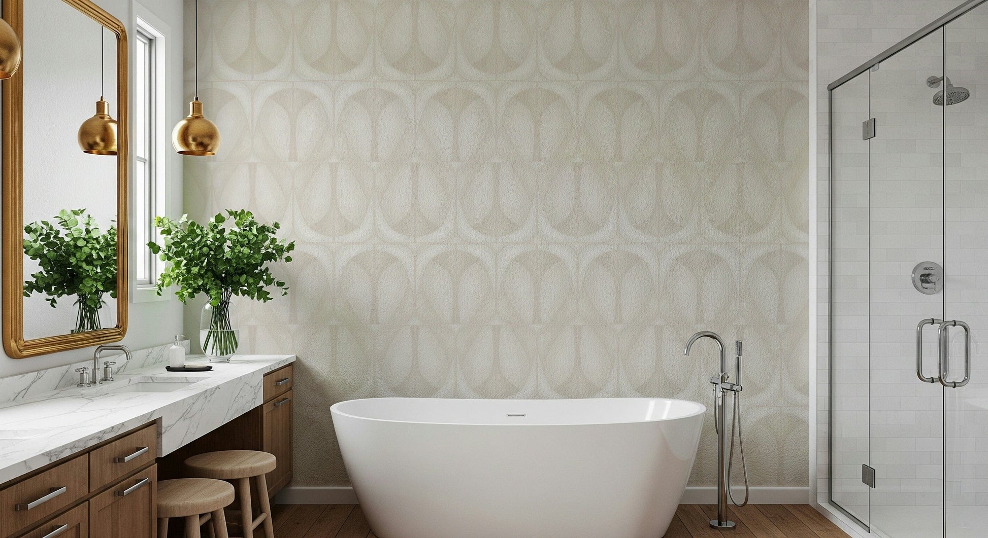 Modern Softy Dèco Geometries Cloud Dancer wallpaper for walls