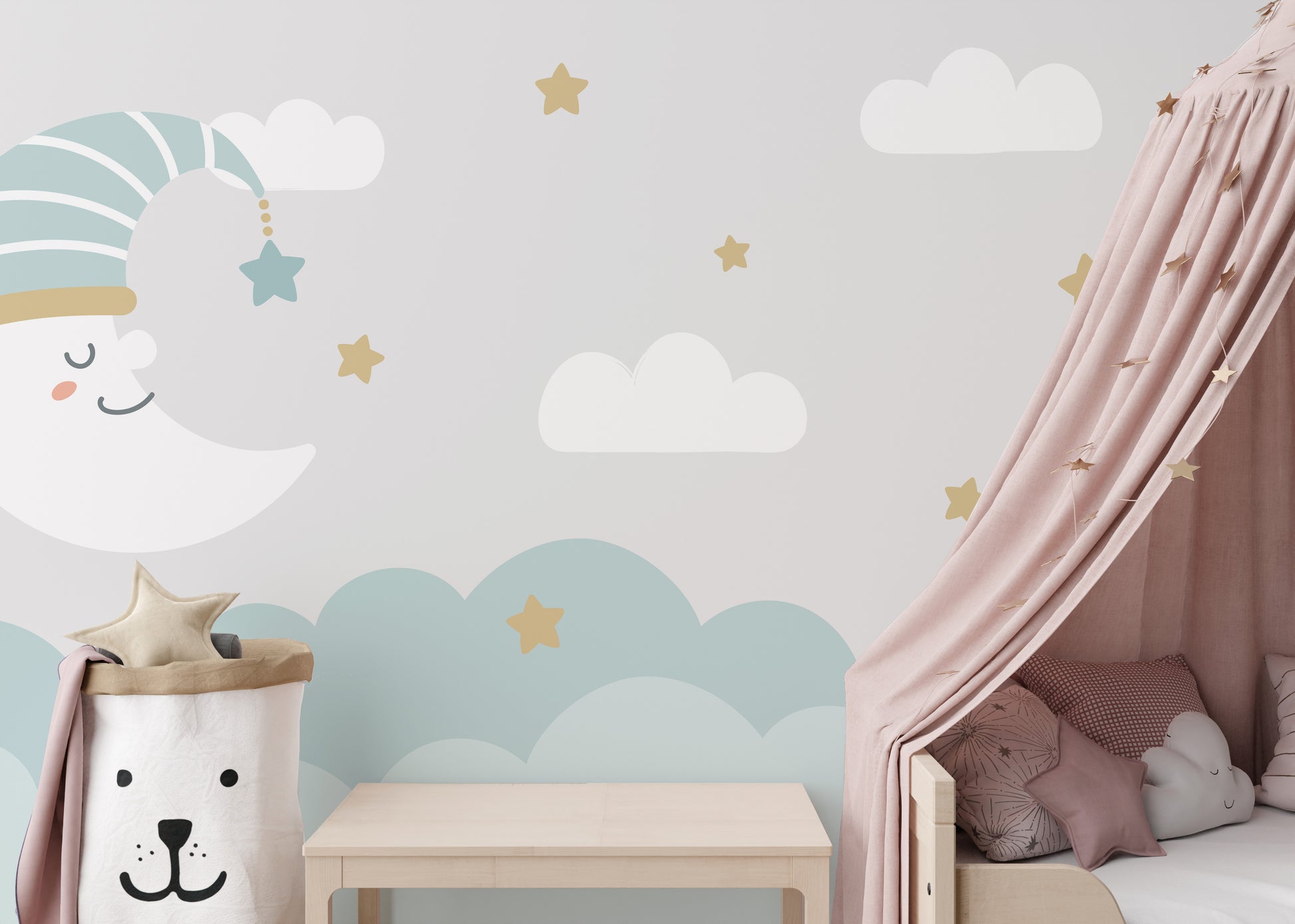 Magical sky wallpaper with moon and stars