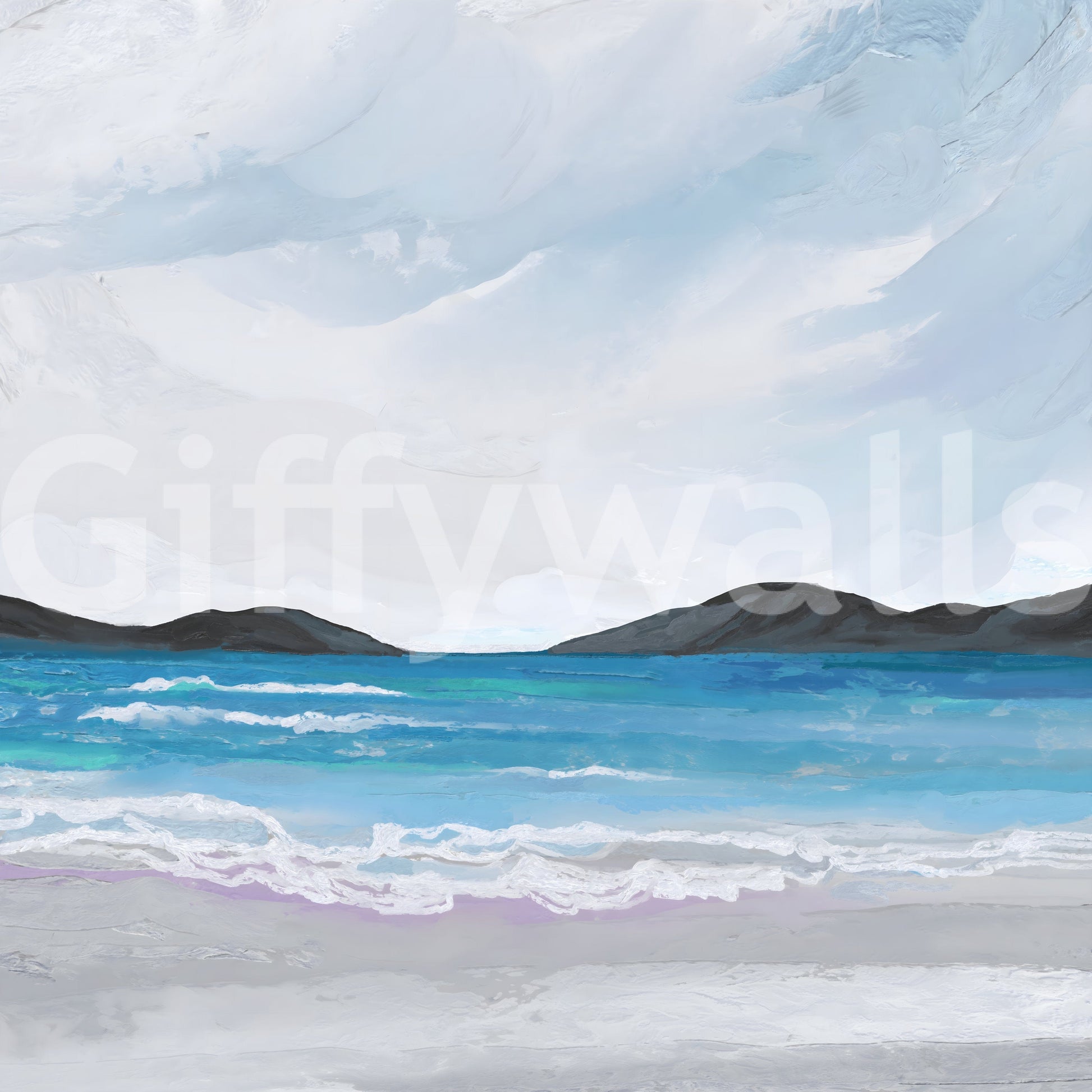 Coastal Scene Wall Mural with ocean landscape for dining area wall styling