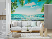 Coastal Beach Serenity wallpaper for walls lush green foliage