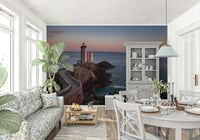 Coastal Beacon Serenity Wall Mural — tranquil seaside view with a peaceful lighthouse.