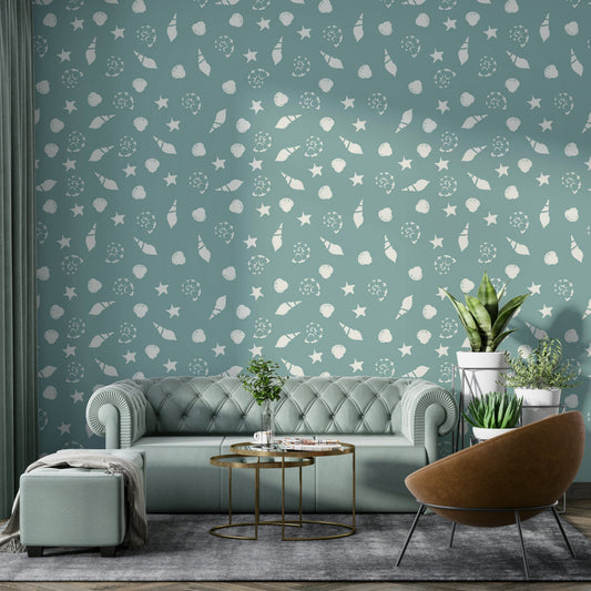 Coastal-themed wall mural for a bedroom

