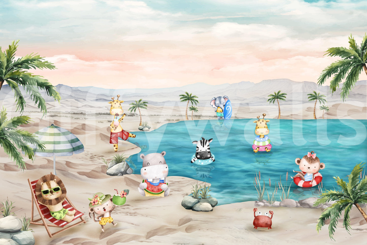 The style is a soft-focus illustration or a painterly design.

