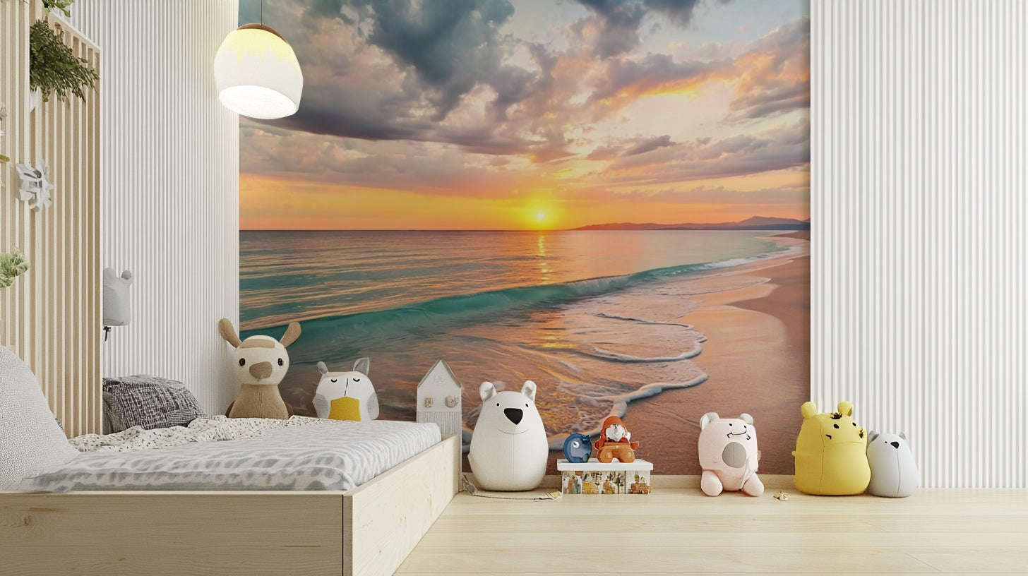 Coastal Dreamscape wallpaper with soft ocean-inspired tones

