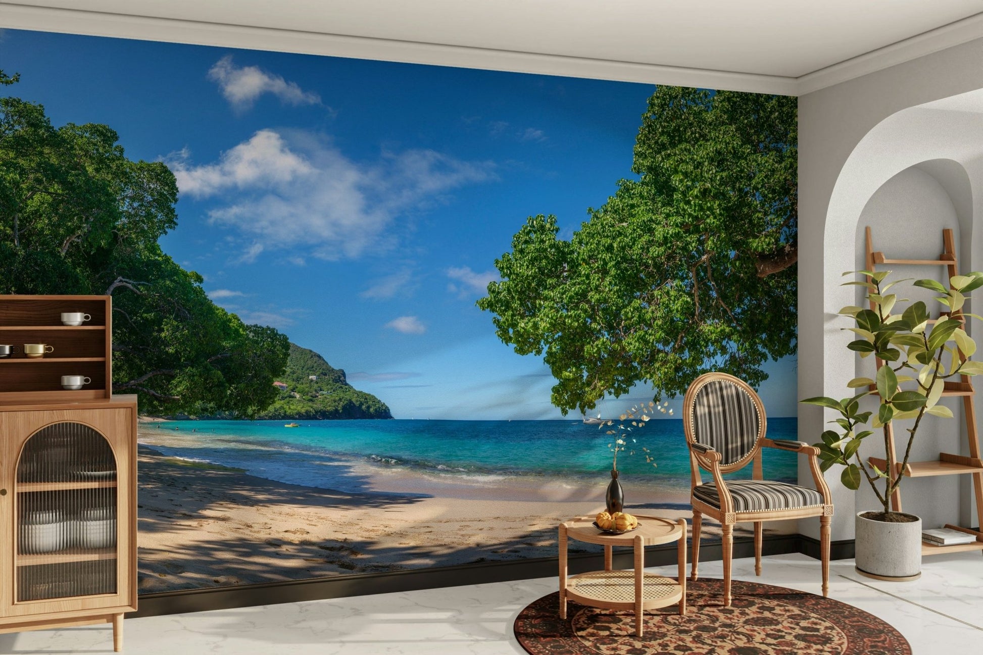 Coastal Paradise wallpaper for a living room.

