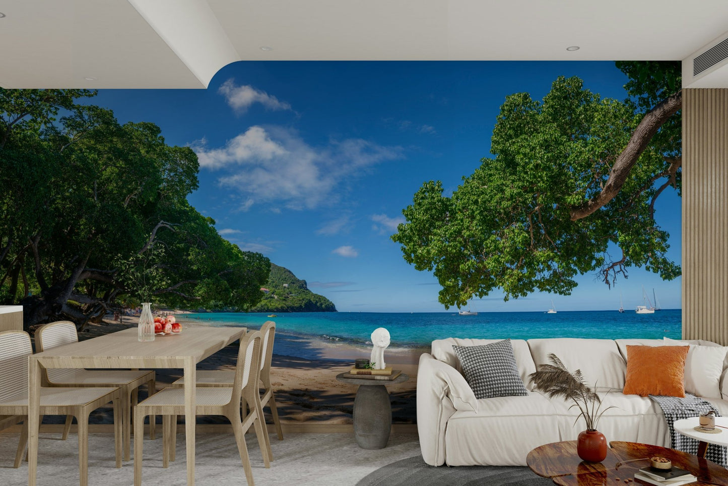 Full view of the wide panoramic mural.

