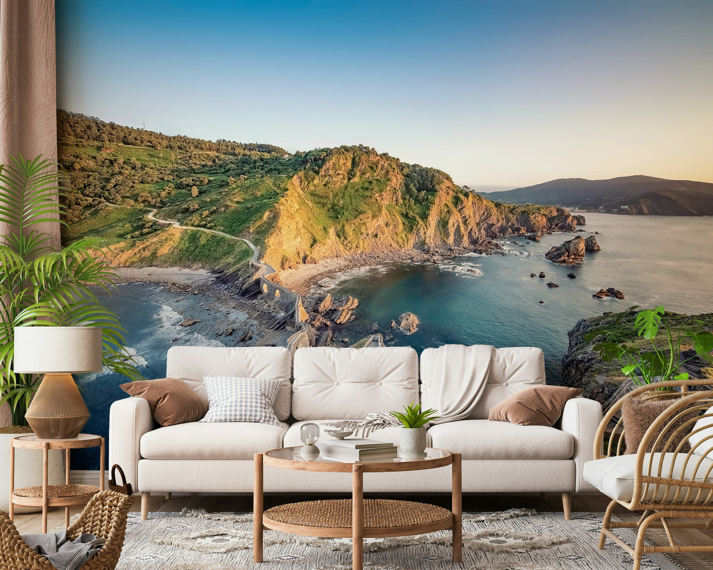 Picturesque bay wall mural Serene Coastline Path