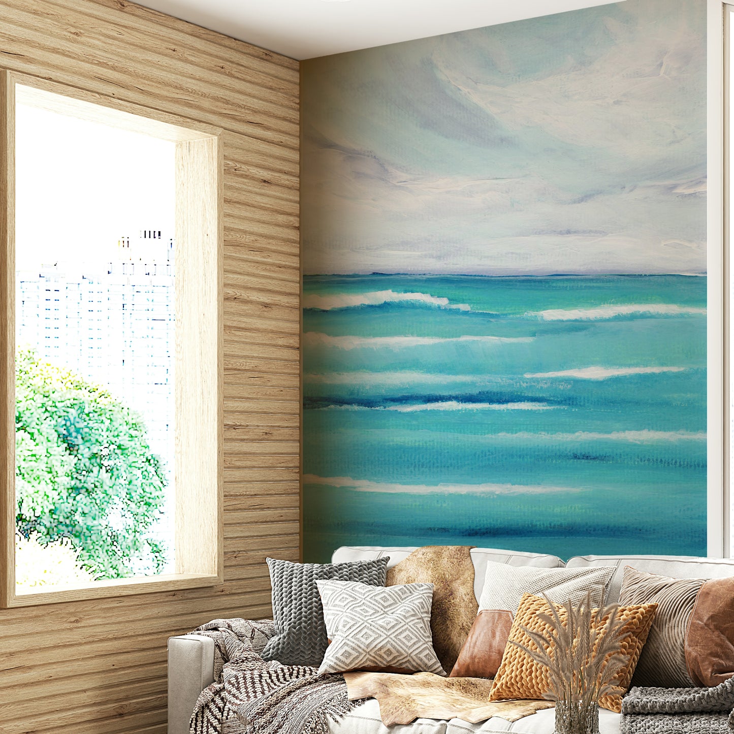 Bedroom seaside wallpaper

