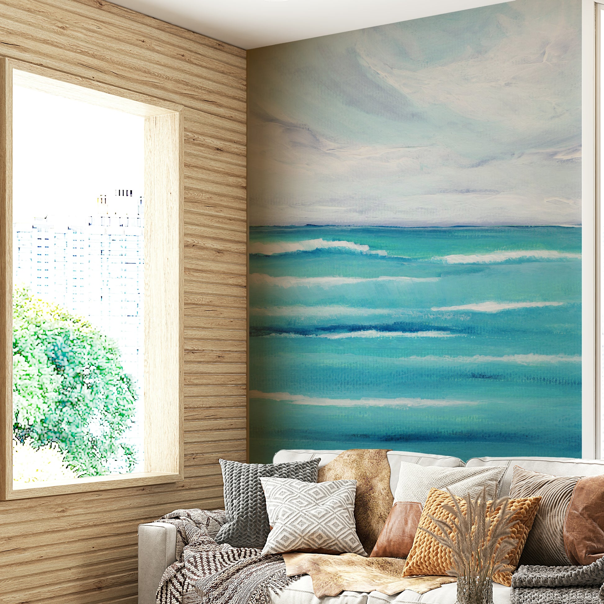 Bedroom seaside wallpaper

