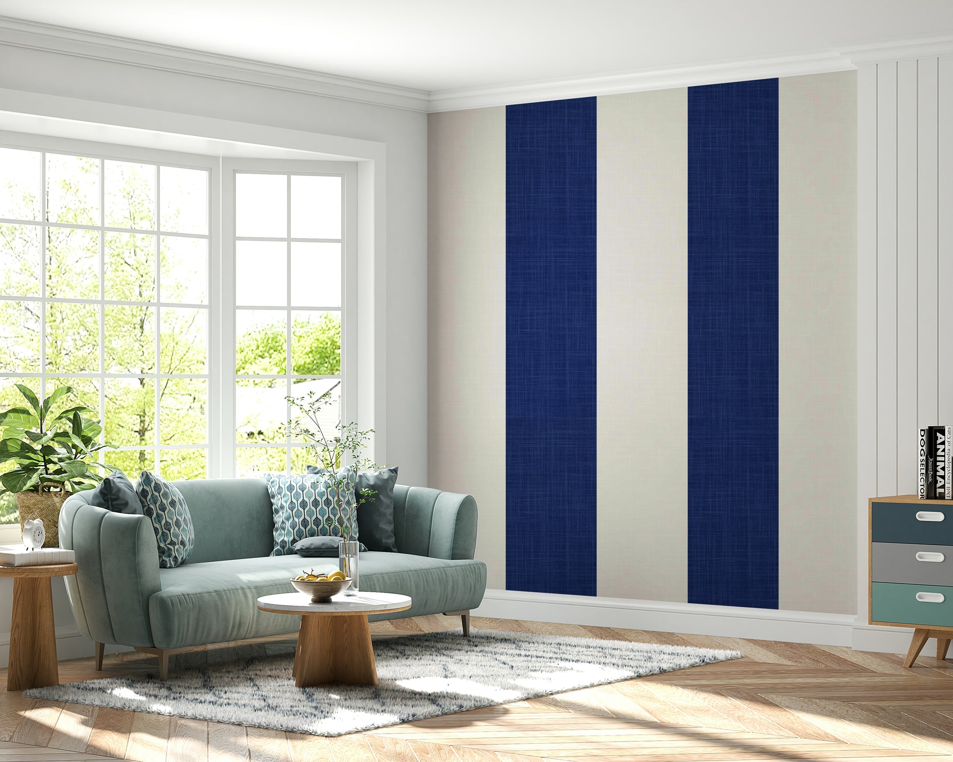 Bold navy and white stripes

