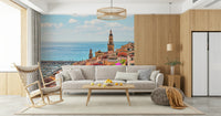 Old world architecture showcased on Mediterranean Village wallpaper.