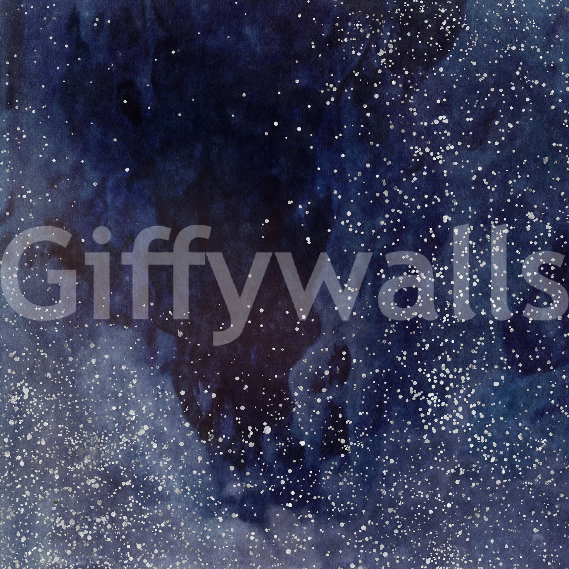 Cobalt galaxy wall mural with deep blue tones and starry shimmer.

