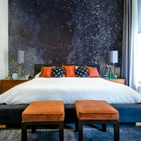 Deep blue and starry cobalt galaxy mural for bedrooms or living rooms.

