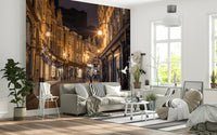 Cobblestone Street Nights Wall Mural