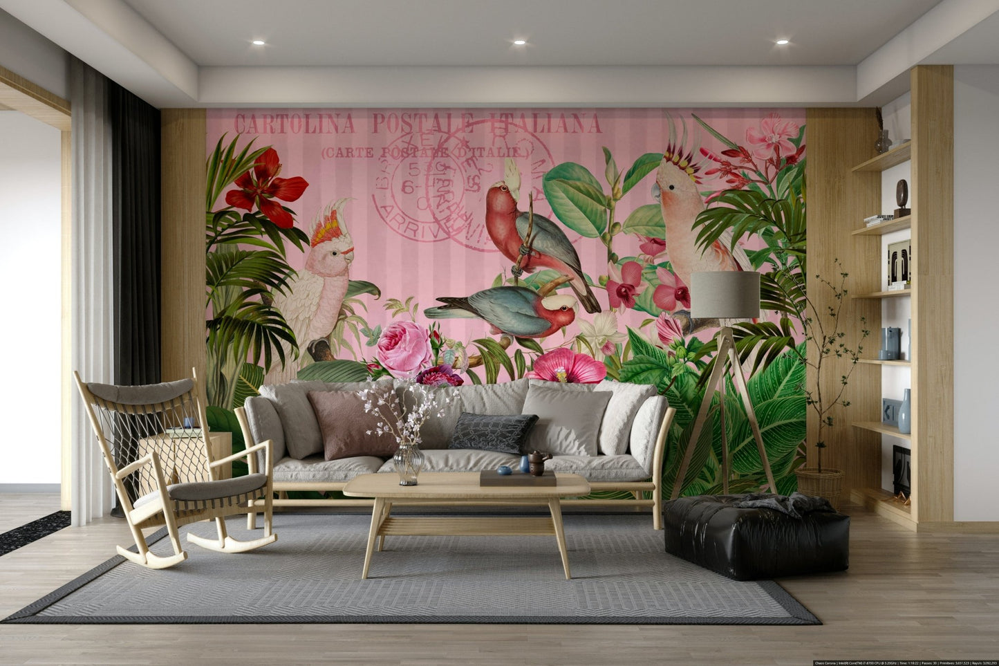 Lush tropical flower mural wallpaper

