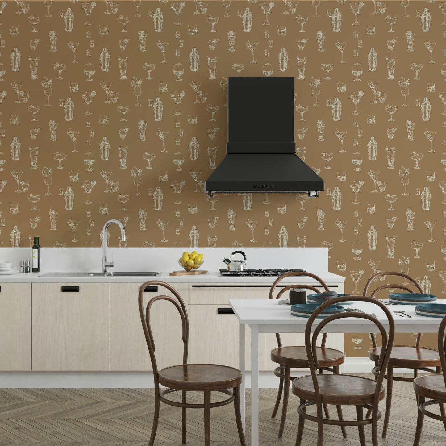 Modern wallpaper with cocktail-themed designs

