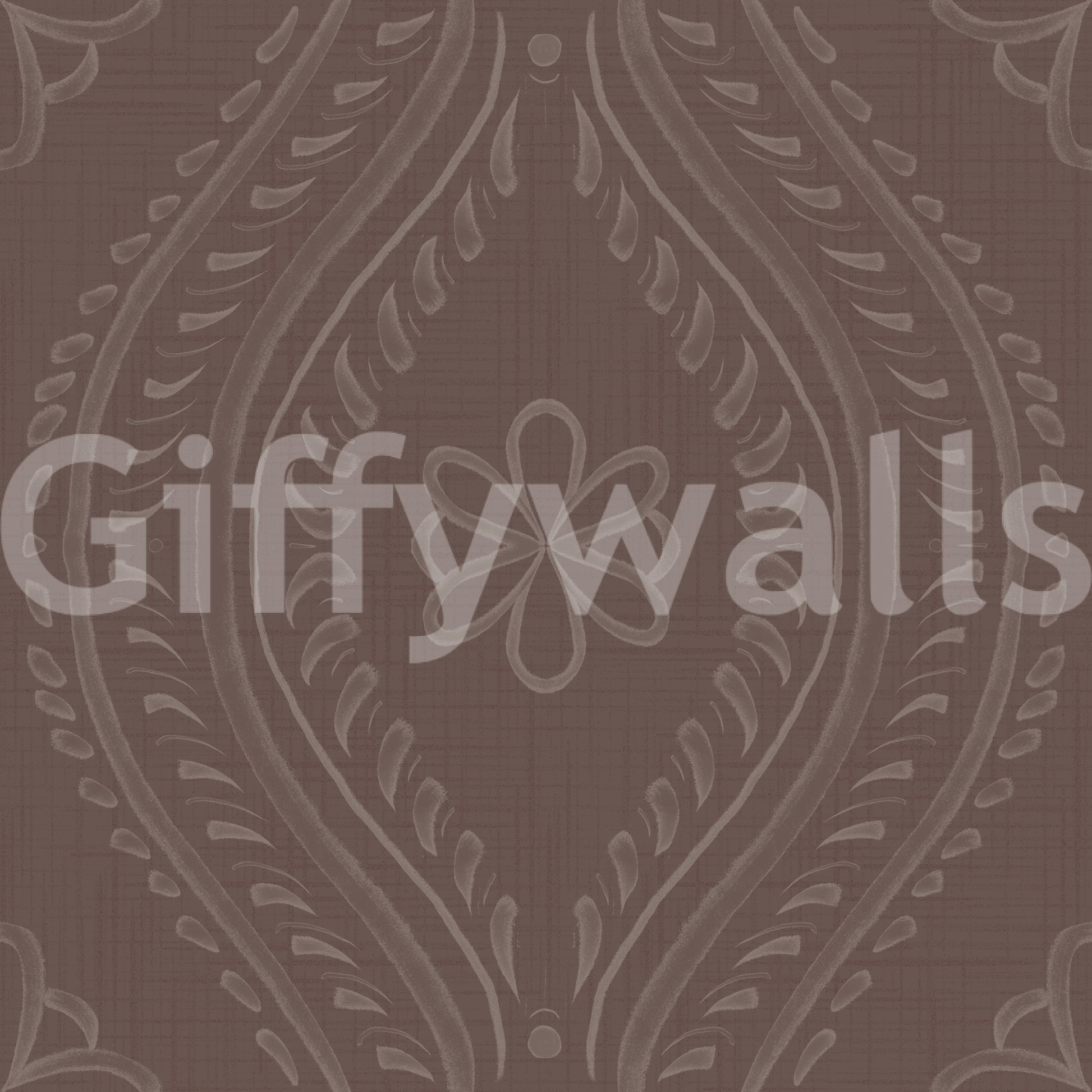 Damask wallpaper in soft mocha-brown hue

