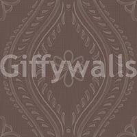 Damask wallpaper in soft mocha-brown hue

