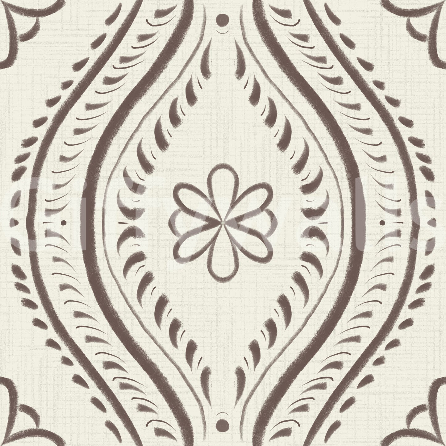 Subtle brown damask pattern for quiet charm

