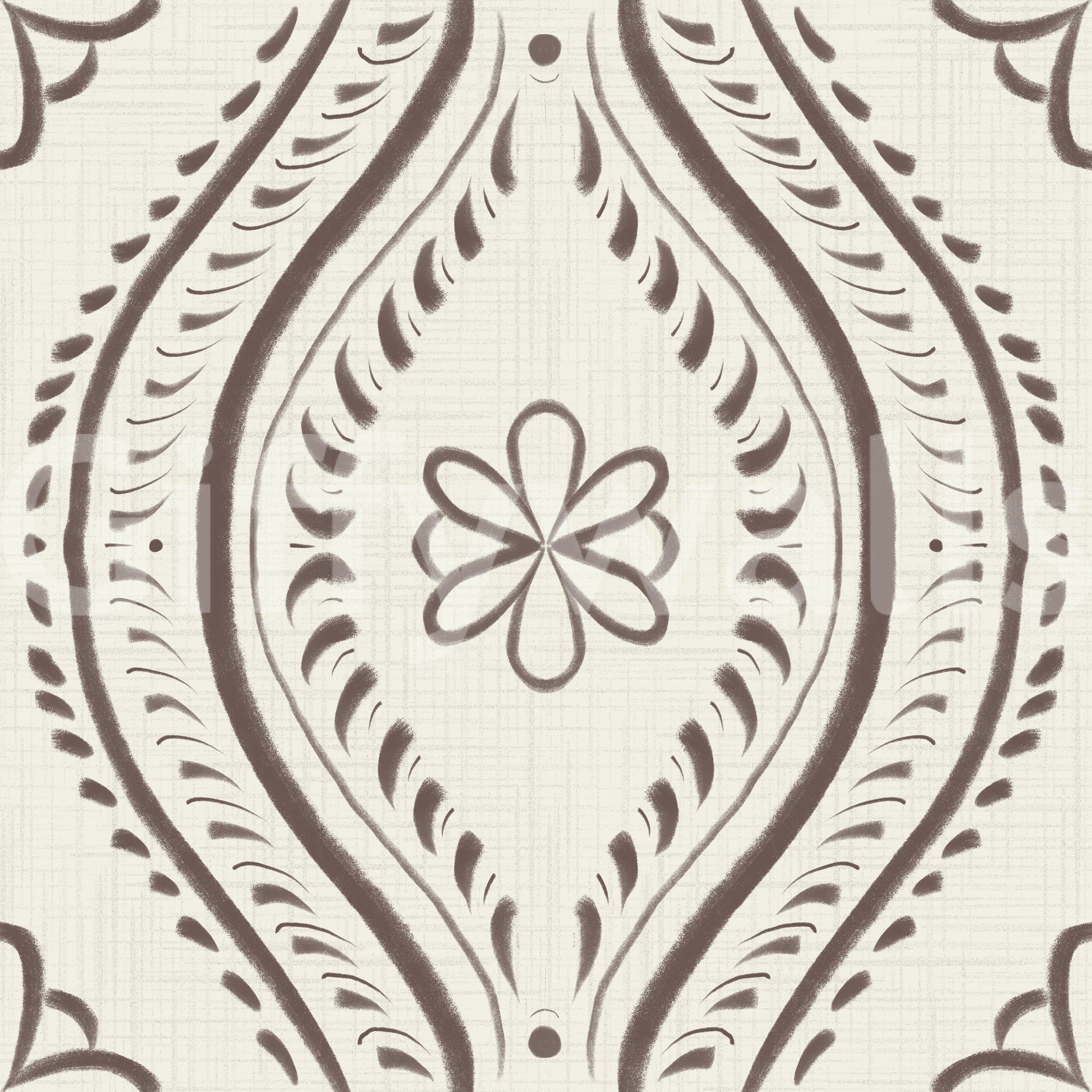 Subtle brown damask pattern for quiet charm


