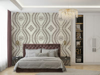 Traditional wall mural in rich mocha tones

