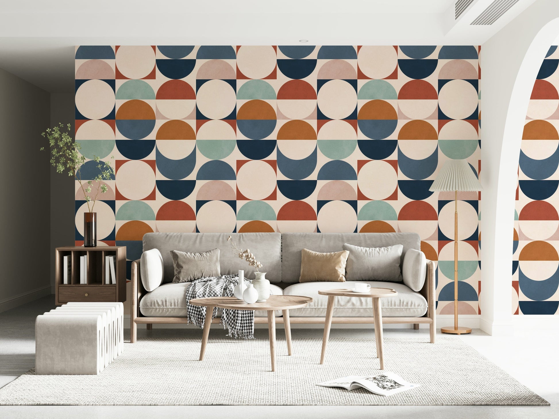 Color Block Eclipse peel and stick wallpaper ivory backdrop.