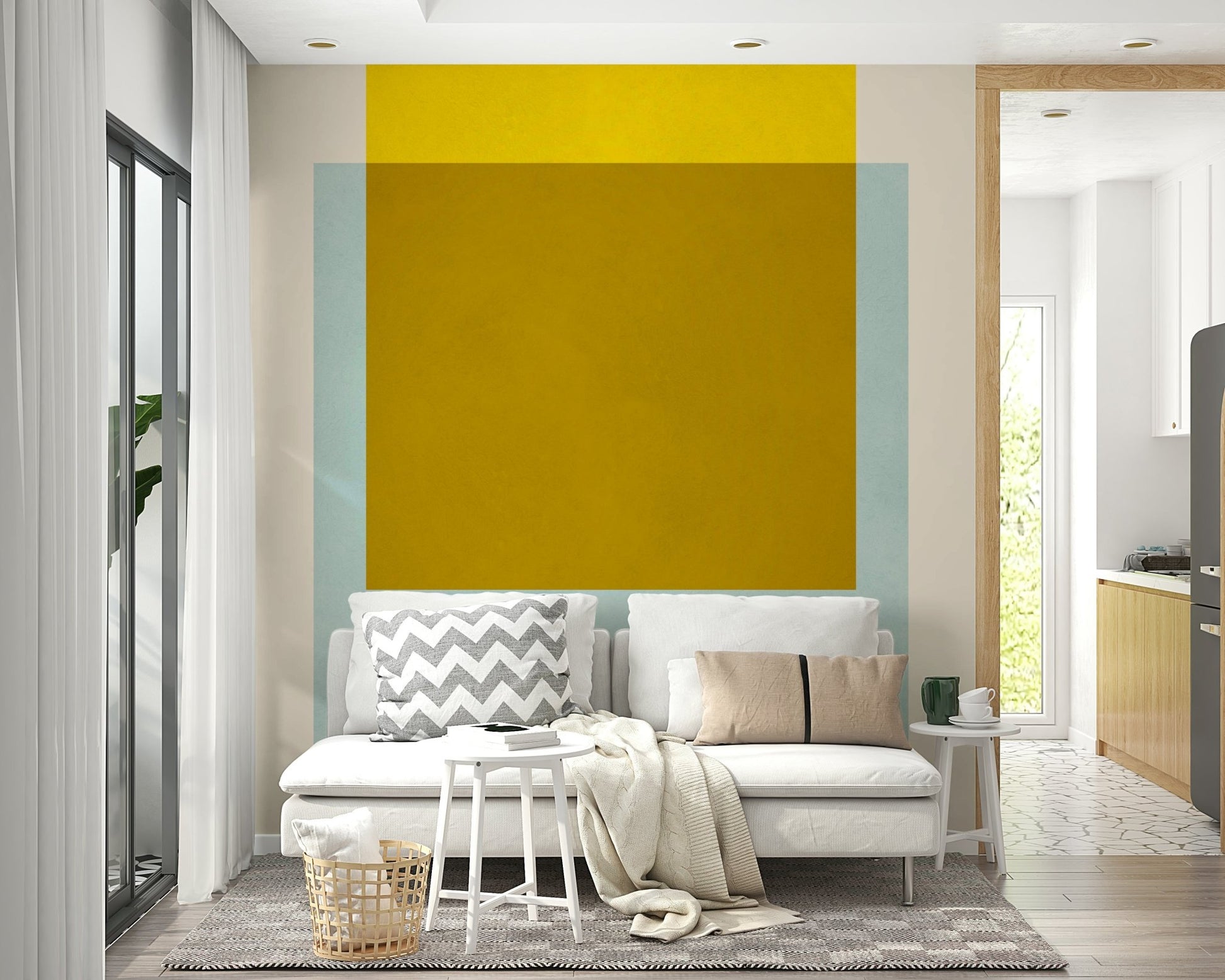 The mural gives a feeling of depth and dimension.

