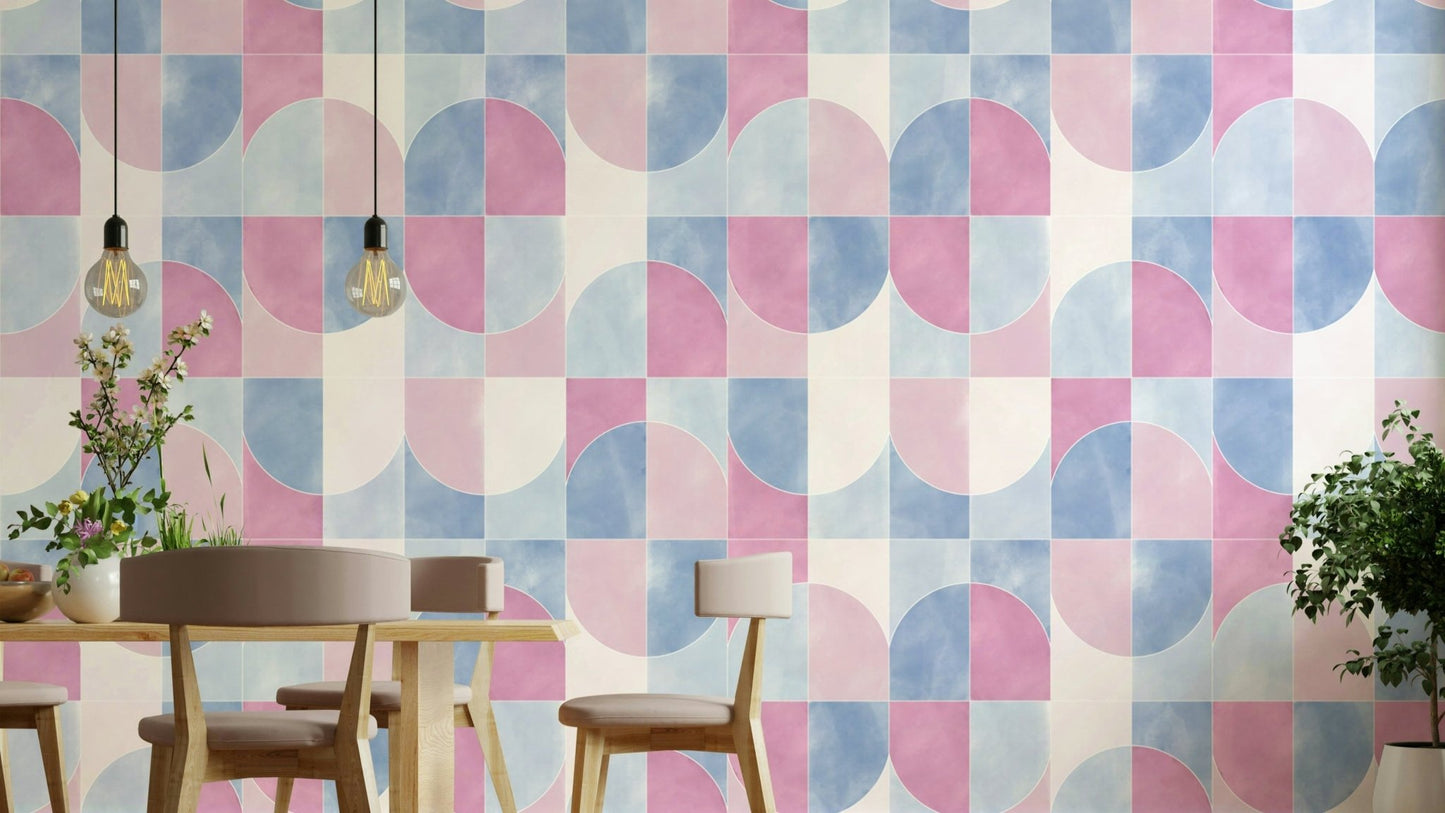 Geometric tile pattern wallpaper.

