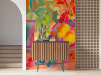 Colorful Abstract Stillife with Flowers and Lemons Wall Mural