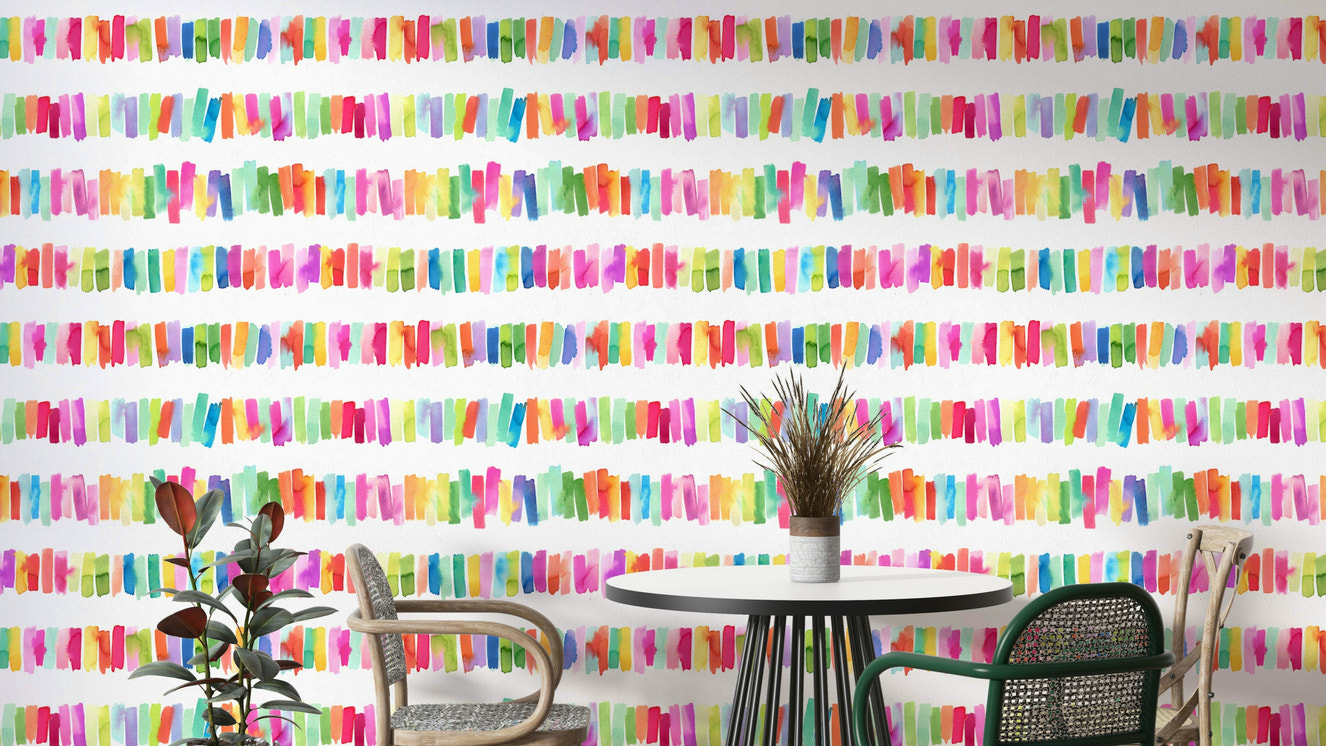 Rainbow wallpaper with colorful brushstroke stripes

