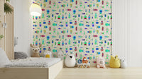 Whimsical bug-themed wallpaper for feature wall

