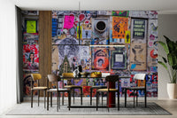 Colorful chaos poster collage wall mural

