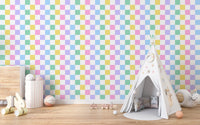Modern pastel checkerboard wallpaper for walls