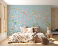 Trendy Blue Chinoserie Wallpaper murals - Giffywalls