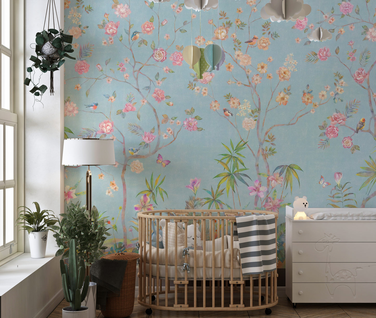 Trendy Blue Chinoserie Wallpaper murals - Giffywalls