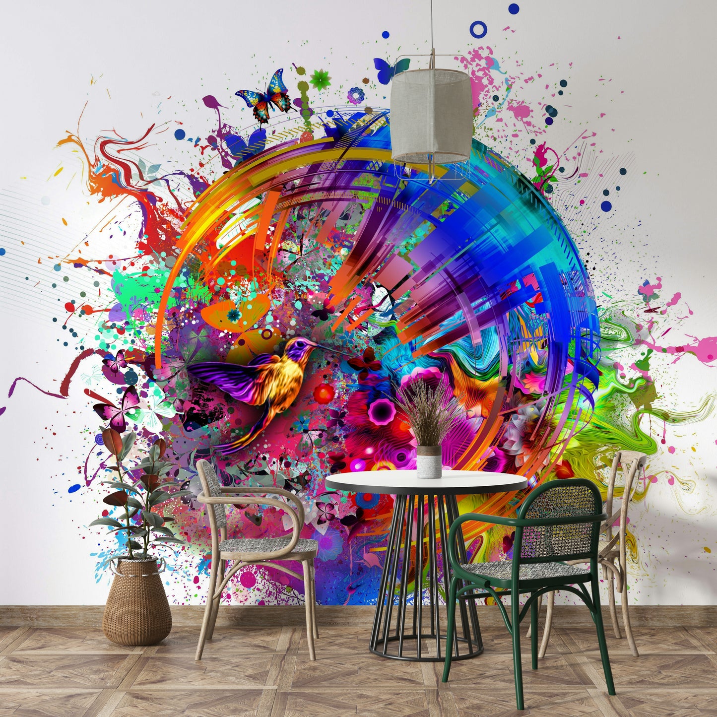 カラフルなハミングバードと蝶の壁紙が更新されました