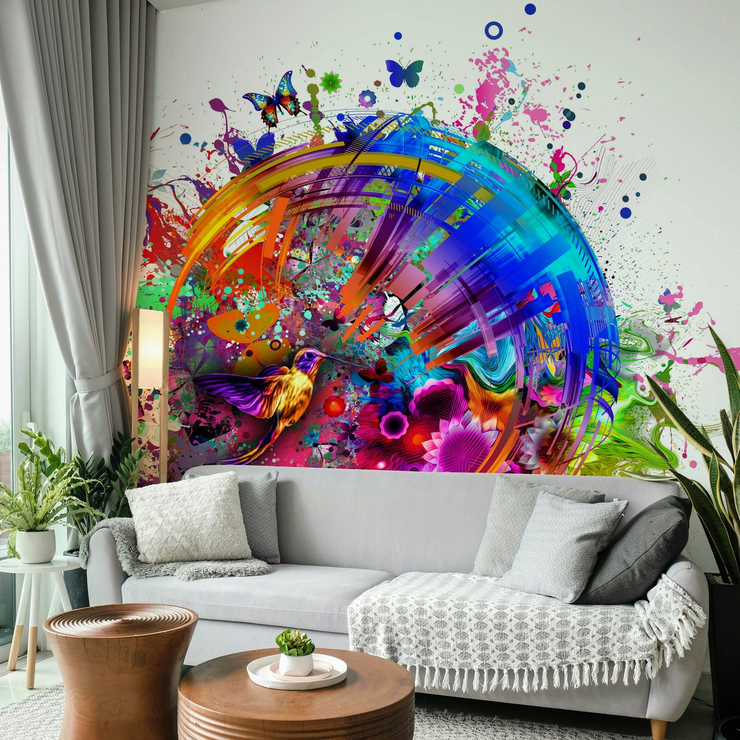 カラフルなハミングバードと蝶の壁紙が更新されました