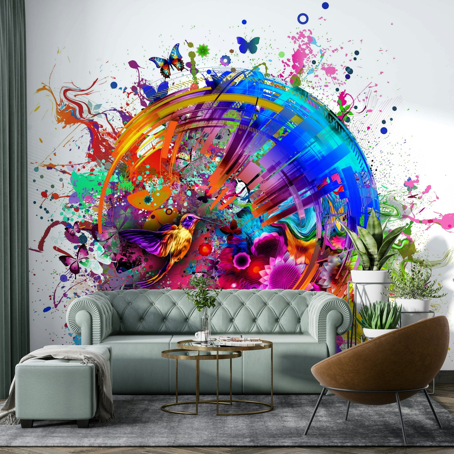 カラフルなハミングバードと蝶の壁紙が更新されました